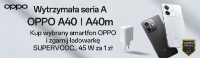 TELE - smartfony - OPPO A40 i OPPO A40m + ładowarka SUPERVOOC 45W za 1 zł - 1024 - belka mobi 396x116