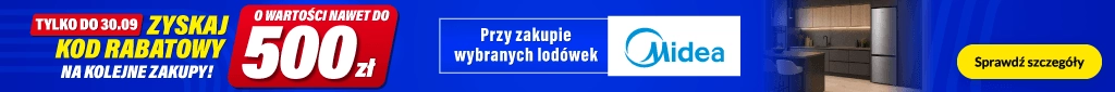 AGD - Zyskaj kod na kolejne zakupy o wartości do 500zł - promocja na wybrane lodówki marki Midea - belka główny desktop 1024x85 - lodówki