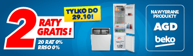 AGD - Beko 2 rata gratis 1024 - baner główny mobi belka 396x116-AGD do zabudowy  okap, lodówka, płyta, piekarnik , zmywarka, zamrażalka, płyta indukcujna, pralka, suszarka