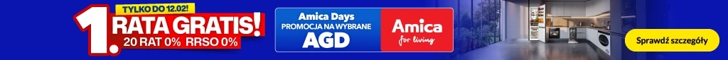 AGD - Amica - Pierwsza rata gratis! 20 rat 0% RRSO 0% - 0226 - baner główny belka 1024x85 lodowka, zmywarka, kuchnia , suszarka, pralka, kuchnia mikrofalowa, okap, lodówka zab., piekarnik,  zmywarka zab.
